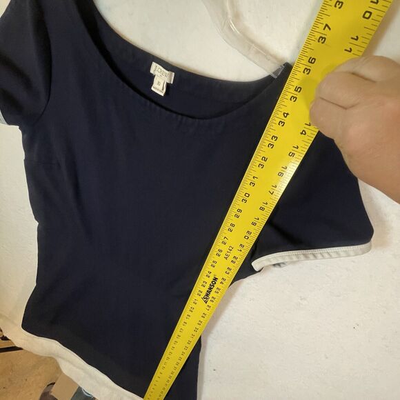 J Crew Womens Size 10 Navy Blue White Trim Work Dress Minimalist Fitted Stretch - Picture 9 of 11